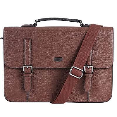 Ted Baker Fredim Pebble Grain Satchel Messenger Bag Chocolate